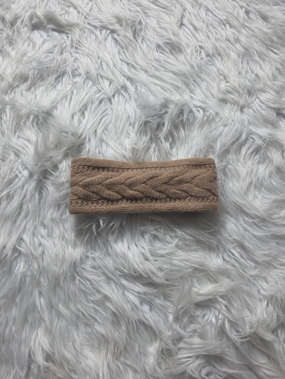 Charter Club Cable Cashmere Knit Headband in Tan